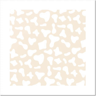 Milk Dairy Cow Print Pattern on White Background Posters and Art